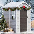 4x6 FT Small Plastic Shed Resin Outdoor Storage with Floor Included, Waterproof Mini Garden Tool Sheds Cabinet