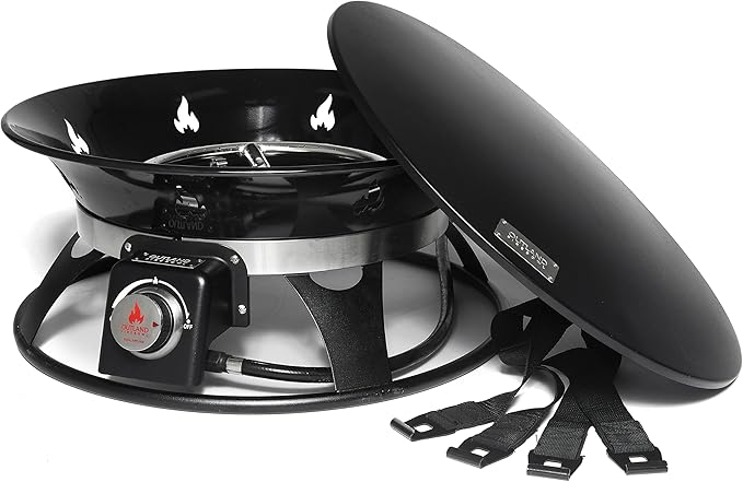 Outland Living Portable Propane Fire Pit, 21-inch, 58,000 BTU with Fire Pit Cover & Carry Kit, Smokeless Gas Firebowl | Perfect for Camping, Patio, Backyard, Tailgating, Deck, RV| Black 863 Cypress