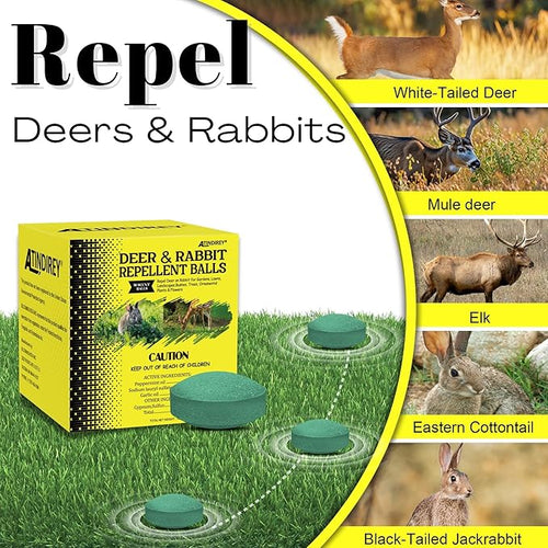 18 PCS Deer & Rabbit Repellent for Outdoor Plants, Natural Garden Yard Deterrent Balls, Long-Lasting Protection for Outdoor Trees, Flowers & Vegetables | Pet-Safe