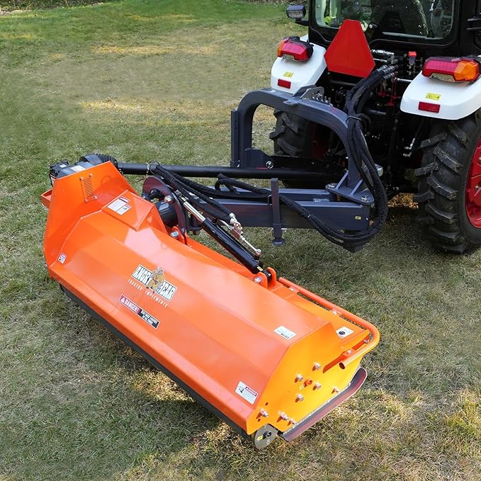 72" Heavy Duty PTO Drive 3 Point Offset Ditch Bank Verge Flail Mower for 70-110HP CAT 2 Tractor, 111'' Offset Distance,55°/90° Rotation Angle, 16 Hammers, Model AGF72