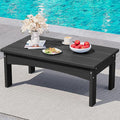 SERWALL HDPE Outdoor Coffee Table, All-Weather Patio Side Table, Durable Patio Furniture Table for Garden, Deck, Porch, Poolside, Black