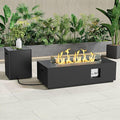 Dineli 2-Piece Outdoor Propane Fire Pit Table Set w Tank Table 42'' Rectangular Firepit Gas Fire Pits for Outside Patio Fire Table Tabletop Fire Pits w LED, 50,000 BTU, Black