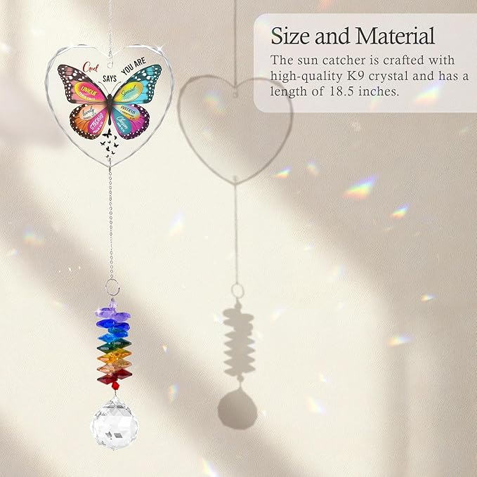 GIFTELIX Christmas Ornaments Appreciation Gift - Encouragement Butterfly Suncatcher - Inspirational Gifts for Friends Mom Sister, Girl Female Coworker Christian