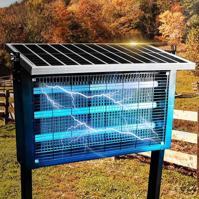 Powerful Super Large Solar Bug Zapper Outdoor for 8000 sq.ft, Poartable Rechargeable Mosquito Zapper with High Powered, Cordless Solar Zapper for Patio Garden Backyard RV Camping with 30W Solar Panel