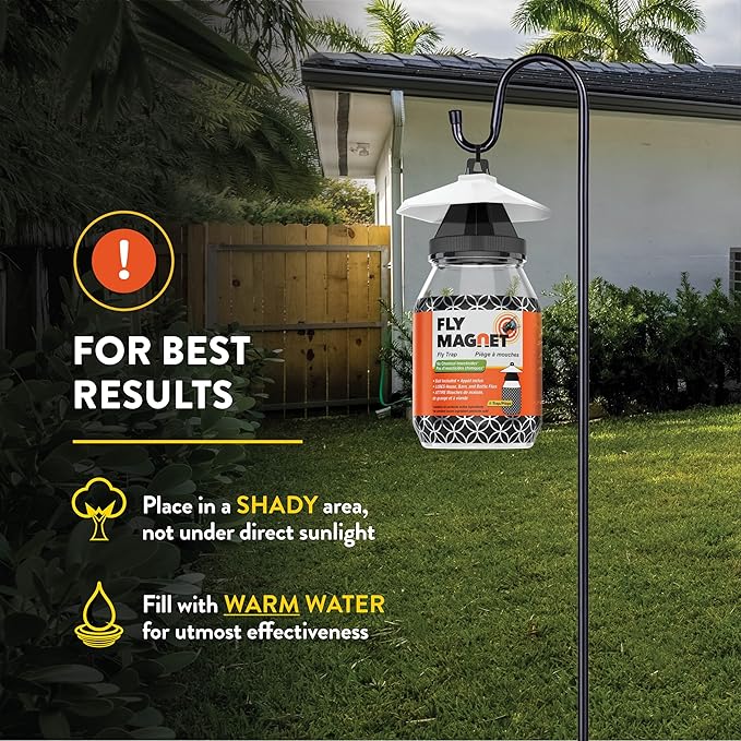 Outdoor Fly Trap Fly Traps with Dissolvable Non-Toxic Bait - Fly Repellent for Outdoor Use Only - Controls Flies for Patios, Barns, Ranches Etc. Hanging Fly Traps with Tie Included