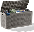 New 100 Gallon Outdoor Storage Box – Resin Deck Box with Lockable Lid, Waterproof Patio Furniture Storage for Tools, Garden & Yard Organization (Grey)