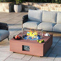 28 Inch Fire Pit Table with Wind Guard 40,000 BTU Propane Gas Fire Pit Table with Glass Rocks for Outside Patio Outdoor Backyard Deck Balcony, CSA Certified