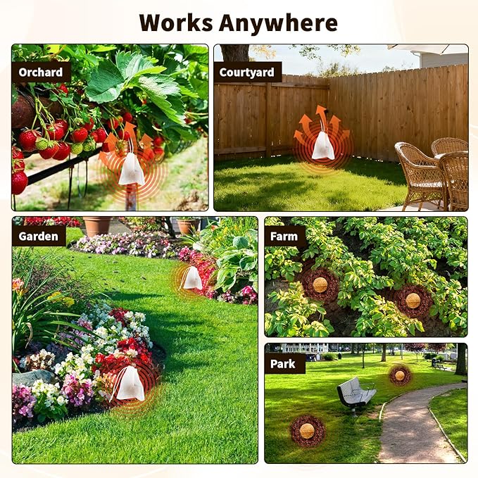 Powerful Mole & Vole Repellent Balls for Yard, Repel Groundhug, Armadillo, Mole, Vole, Gophers, Natural Essential Oil Formula, Safe for Kids & Pets, Long-Lasting Outdoor Yard Protection