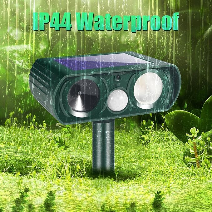 2 Pack Ultrasonic Animal Repeller Outdoor Cat Repellent Solar Deer Repellent Devices Waterproof Motion Activated Animal Deterrent Devices to Scare Squirrel Raccoon Rabbit Skunk for Yard Garden