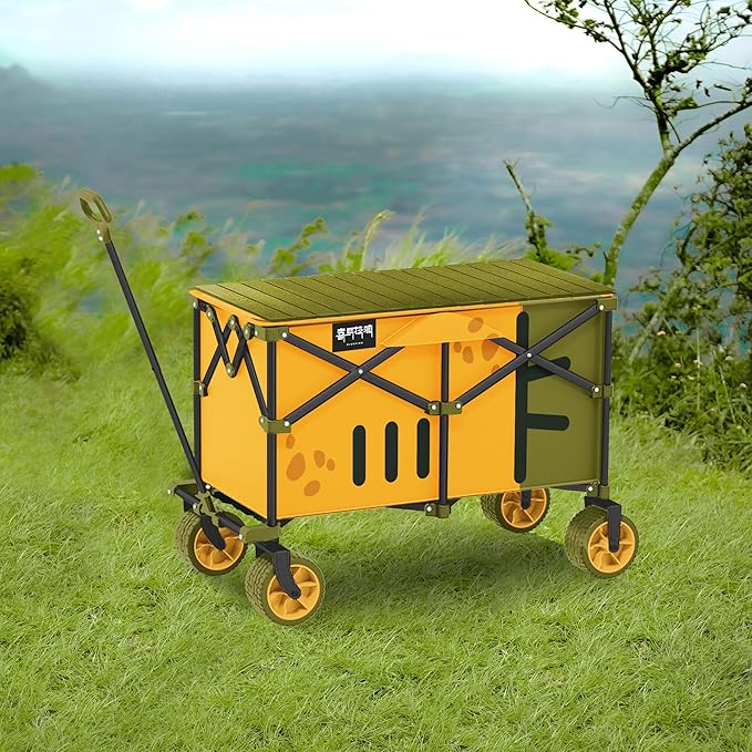 Aluminum Alloy Steel Collapsible Board Desktop Folding Table for Garden Cart Foldable Wagon Heavy Duty Foldable Metal Outdoor Camping 37.4x21.6 inch (Green)