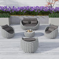 TWT 5 Pieces Patio Furniture Set Outdoor Rope Conversation Sectional Patio Sofa with 5 Seater for Backyard, Porch, Modern Armchairs with Thickness Cushions and Side Table