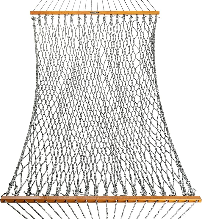 Original Pawleys Island Single Green Oatmeal Heirloom DuraCord Rope Hammock – 12 ft. x 50 in., 1-Person, 450 lb Capacity, Oak Spreader Bar, Zinc-Plated Hardware, Handcrafted in The USA