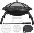 Yaheetech 21inch Fire Pit Portable Folding Steel Fire Bowl Garden Treasures Fire Pit for Outside Fireplace with Carrying Bag, Spark Screen, BBQ Grill & Log Grate for Patio Backyard Camping Bonfire