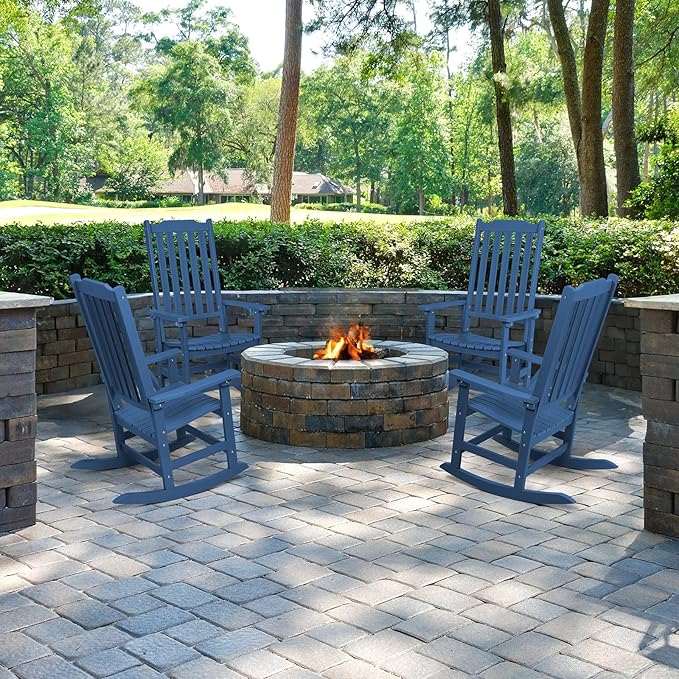 Outdoor Rocking Chair, Oversized All Weather High Back Porch Rocker, Patio Rockers for Outside