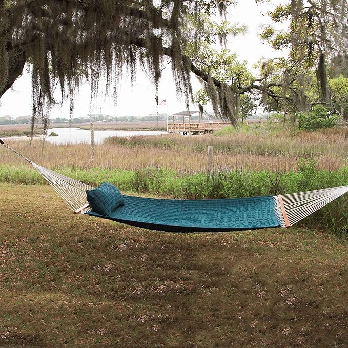 Original Pawleys Island Large Green Soft Weave Hammock with Free Extension Chains and Tree Hooks, Accommodates 2 People, 450 LB Weight Capacity, 13 ft. x 55 in.