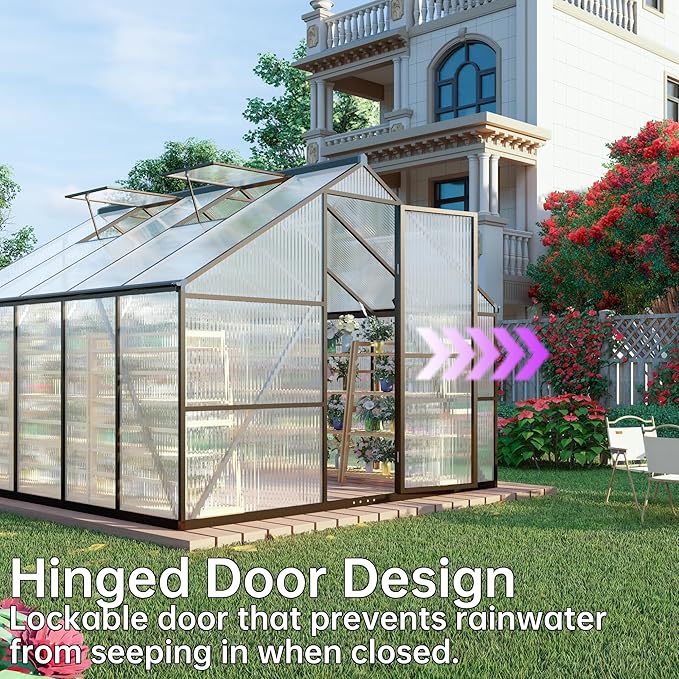 CQZY 8x10 FT Greenhouse for Outdoors,Green House for Outside,Dark Gray