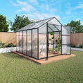 KEIKI 8x10 FT Polycarbonate Greenhouse for Outdoors, Durable Aluminum Walk-in Greenhouse with Gutter Drainage & Tall Growing Space for Plants, Black
