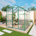 KEIKI Walk-in 6x6 FT Polycarbonate Greenhouse, Aluminum Frame Outdoor Greenhouse with Roof Vent, Anchor Base & UV-Blocking Panels for Backyard Gardening, Green