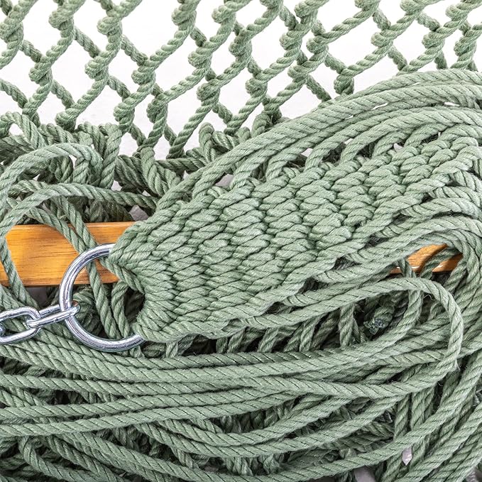 Original Pawleys Island Large Meadow DuraCord Rope Hammock – 13 ft. x 55 in., 2-Person, 450 lb Capacity, Oak Spreader Bar, Zinc-Plated Hardware, Handcrafted in The USA