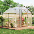 6x8 ft Greenhouse for Outdoors, Polycarbonate Greenhouse with Roof Vent, Ground Nails, Lockable Push Door, Aluminum Large Walk-in Green House for Outside Garden Backyard, Patio, Lawn, Silver