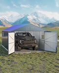 GarveeLife 12x20 FT Metal Carport, Enclosed Car Port with Reinforced Frame and Steel Roof for All-Weather Use, Metal Garage Shed for Full-Sized Pickup Trucks