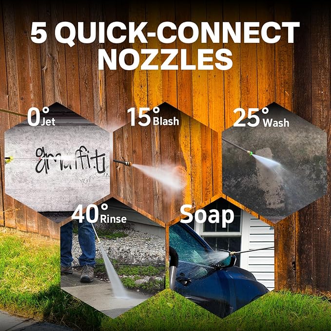NOVUS Gas Pressure Washer, 3100 PSI 2.5 GPM Power Washer, 30FT Hose, 5 Nozzles, Onboard Soap Tank, Steel Spray Wand, Portable Gas Powered Pressure Washer for Vehicles Driveways Patios Fences Furniture