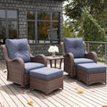 LayinSun 5 Pieces Outdoor Patio Furniture Set, Rattan Wicker Swivel Rocker Chairs Sets with Ottomans, Swivel Glider Chairs, and Coffee Table