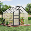 Garvee 6 x 8 FT Outdoor Greenhouse, Polycarbonate Greenhouses with Aluminum Frame, Sliding Door, Adjustable Roof Vent for Backyard, Green Houses for Outside Garden Backyard, Patio, Black
