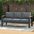LayinSun Aluminum Outdoor Furniture Set 3 Seat Sofa, Outside Patio Deep Seating Conversation Set with Upgraded Washable Thick Cushion