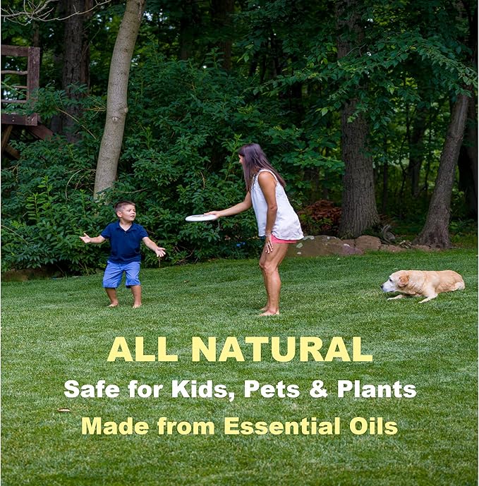 Mosquito Spray for Yard, Gentle but Effective Outdoor Insect Control, Kills Ticks on Contact, Natural Essential Oils, 8 OZ