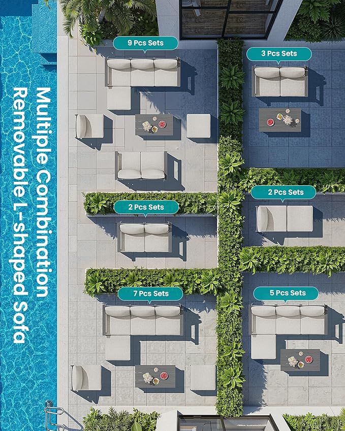 SERWALL Outdoor Coffee Table, HDPE All-Weather Patio Table, Patio Furniture Accent Table for Garden, Backyard, Balcony, Poolside, Grey