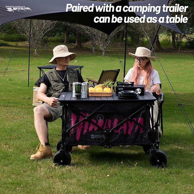 Aluminum Alloy Steel Collapsible Board Desktop Folding Table for Garden Cart Foldable Wagon Heavy Duty Foldable Metal Outdoor Camping 37.4x21.6 inch (Black)