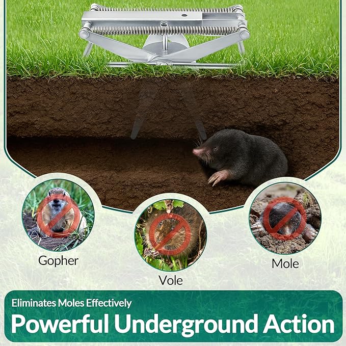 2 PCs Mole Traps Scissors, Reusable Silver Galvanized Steel Scissor Trap for Outdoor Lawn Use & Garden, Easy to Use Design Ensures Quick Capture of Moles Gophers