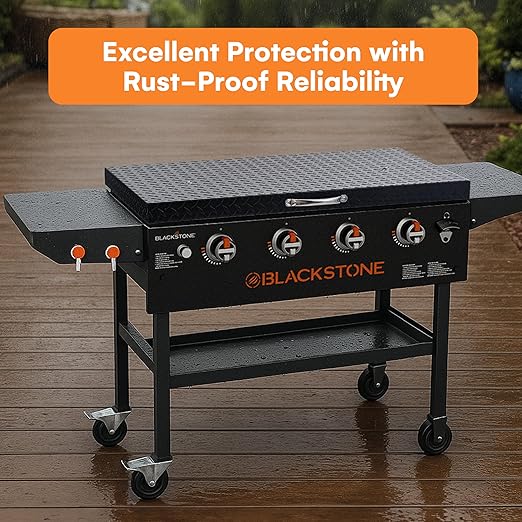 Flybold 28 Inch Blackstone Griddle Hard Cover, Aluminum Flat Top Grill Lid with Suitcase Handle, Lightweight, Weatherproof, Diamond Cut BBQ Replacement Cover for Blackstone & Member’s Mark Griddles