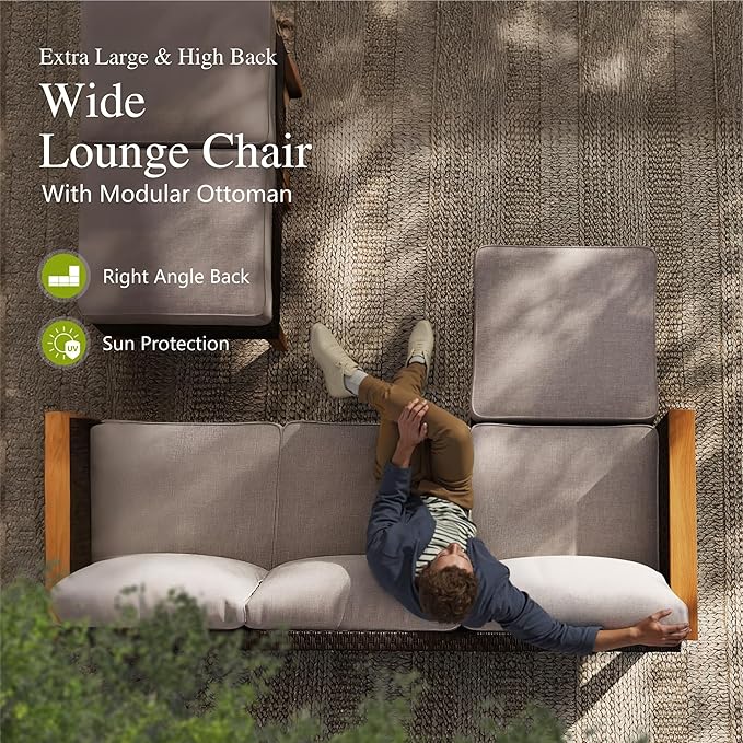 Sophia & William Wicker Patio Furniture Set, Outdoor Rattan Sectional Sofa 7 Piece Patio Conversation Set with 2 x Corner Sofa, 2 x Single Chairs, 1 x Armless Couch, 2 x Ottoman for Deck, Backyard