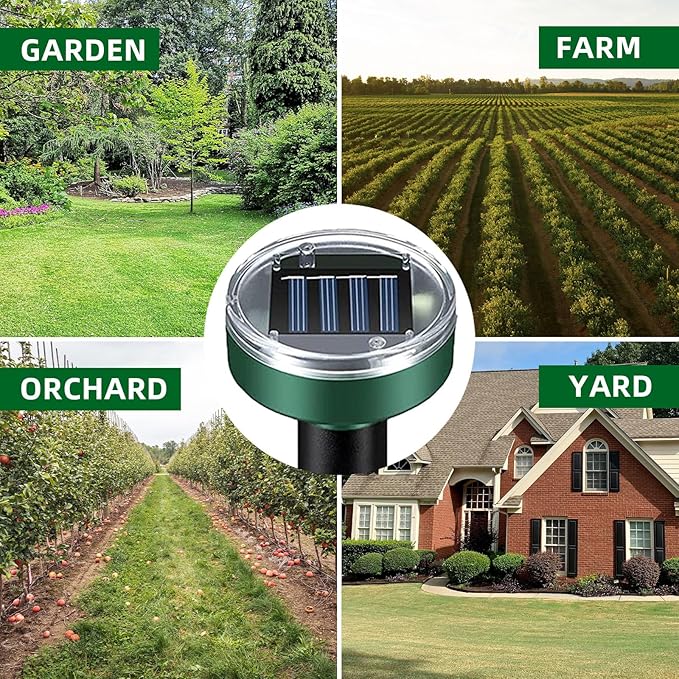 8 Pack Mole Repellent Solar Powered, Snake Repellent Outdoor for Yard, Ultrasonic Deterrent Stakes for Mole, Vole, Gopher, Groundhog, Chipmunk, Waterproof Armadillo Repeller for Lawns Garden