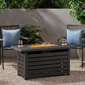 Merax 30,000 BTU Rectangular Iron Fire Pit with Hidden Propane Tank Cover, 47.25" L Outdoor Gas Firepit for Patio & Backyard, Black