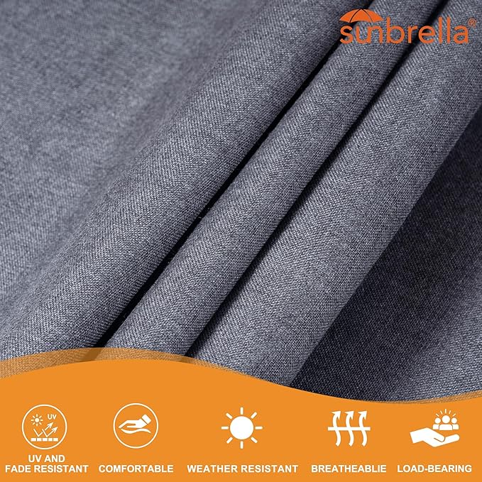 Lazy Daze Hammocks 12 FT Sunbrella Fabric Hammock not Fading with Spreader Bars and Free Pillow Fits for 2 Persons, All Weather and Fade Resistant for Patio Yard, 450 lbs Capacity, Cast Slate