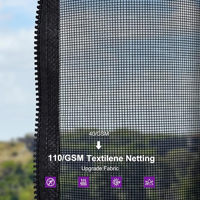 PURPLE LEAF 10'x14' Hardtop Gazebo with Lights Wind-Resistant Galvanized Steel Dual-Layer Double Roof Outdoor Patio Pavilion Including Netting and Privacy Curtains for Lawn Garden Backyard Grey