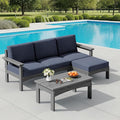 SERWALL 5-Piece Patio Sofas, All-Weather HDPE Outdoor Sectional Sofa with Cushions and Coffee Table, Large Modular Patio Conversation Set for Garden, Lawn, Deck, Porch, Grey Frame with Grey Cushion