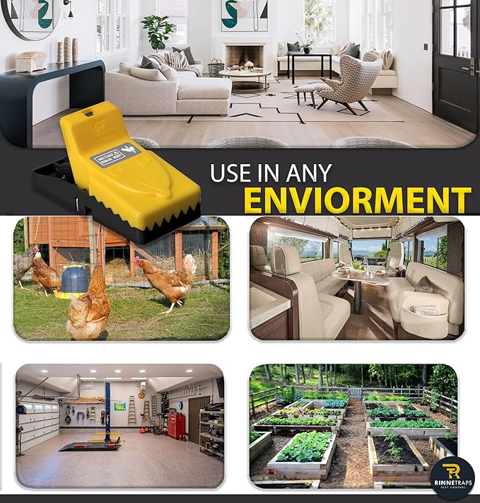 RinneTraps| 4 Pack | Snap N Trap | Mouse Trap | One Touch Setup | Reusable | Quick Kill | Made in USA