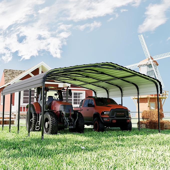 Royal Windsor 20×20 FT Metal Carport Car Port for 2 Car, Multi-Use Heavy Duty Metal Garage Shed for Car, Outdoor Car Port Kit with Galvanized Steel Roof Building and Frame