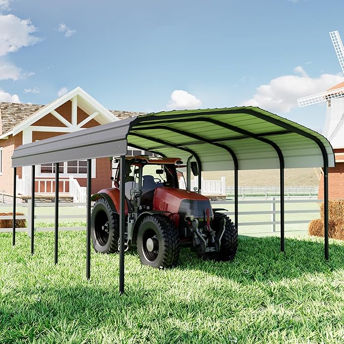 Royal Windsor Metal Carport 12×20 FT Car Port, Outdoor Storage Heavy Duty Metal Canopy Multi-Use Garage Shed for Car and Truck, Carport Kit with Galvanized Steel Roof Building and Frame