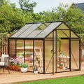 6 x 8 ft Greenhouse, Greenhouses for Outside, Polycarbonate Greenhouse with Aluminum Frame, Lockable Door and Ajustable Roof Vent for Backyard, Green Houses for Outside Garden Backyard, Patio