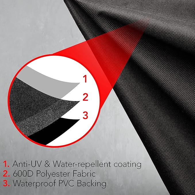 GrillTough Heavy Duty BBQ Grill Cover for Outdoor Grill, 58 Inch – Waterproof, Weather Resistant, UV & Fade Resistant with Adjustable Straps – Gas Grill Cover for Weber, Genesis, Charbroil, etc. Black