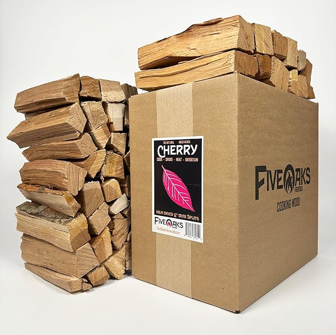 Pizza Oven Wood Kiln Dried Mini Split Cherry 8" inch Long Pizza Wood for Cooking, Grilling or Smoking 1,248 cu. in. of Cherry Wood for Mini Wood Stove Cooking Wood, Smoking Wood
