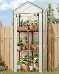 Bamworld Mini Greenhouse for Outdoor 3-Tierd Reusable Portable Warm House with PE Cover Compact Garden and Backyards Portable Rack with Sturdy Eucalyptus Frame Winter-Proof for Plant Protection