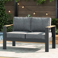 LayinSun Aluminum Outdoor Furniture Set 2 Seat Loveseat, Outside Patio Deep Seating Conversation Set with Upgraded Washable Thick Cushion