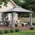 LAUSAINT HOME Outdoor Patio Gazebo 10'x10' with Expansion Bolts, Heavy Duty Party Tent & Shelter with Double Roofs, Mosquito Nettings and Privacy Screens for Backyard (Grey)