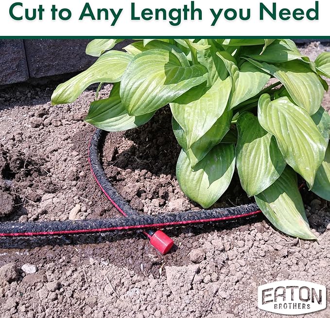 Eaton Brothers Bulk Soaker Hose 1/2-Inch Diameter x 100 ft – Recycled Rubber Garden Hose with No Ends – Durable and Efficient Soaker Hose for Lawns, Plants, Raised Beds, and Landscaping